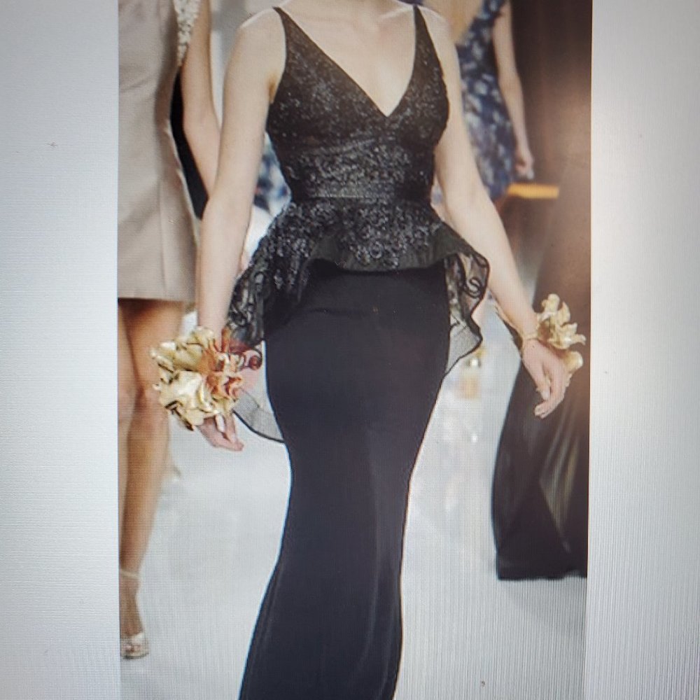 Sophisticated Black Peplum Wedding Gown